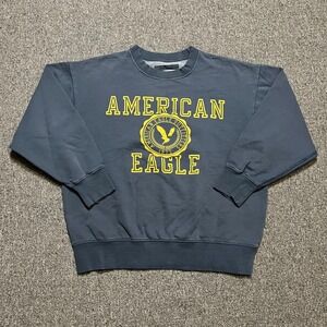 American Eagle Outfitters Crewneck Sweatshirt Gray Yellow Logo 1977‎ Graphic XS